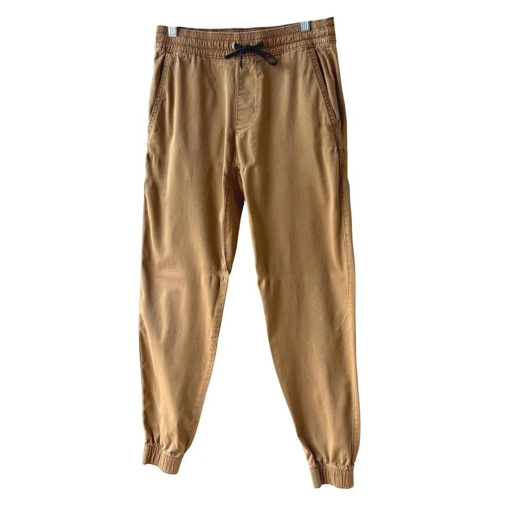 Hollister Men's Jogger Pants Sz S Tan Drawstring Elastic Waist Casual Streetwear